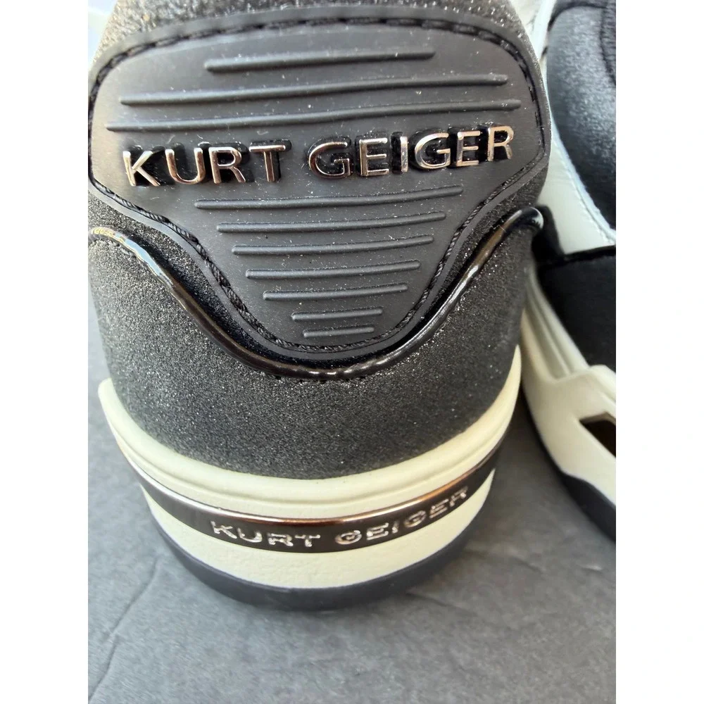 Kurt Geiger London Mens Black Sparkle White Eagle Head New Low Top Sneakers NWOB
